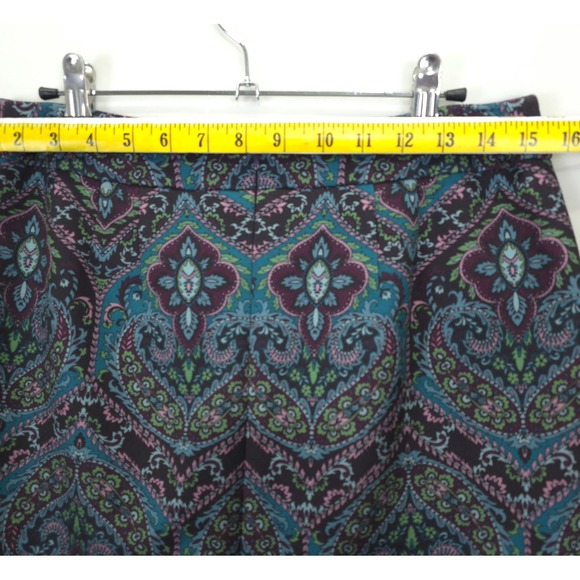 Talbots Petites 6P Paisley Pencil Skirt Multicolor Purple Teal Lined Stretch - Picture 4 of 8